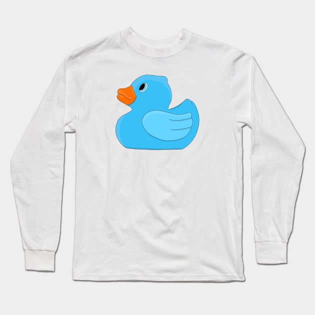 Baby Blue Rubber Duck Long Sleeve T-Shirt by MickeyEdwards